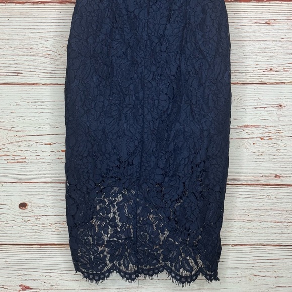 NWT Lulus Flirting with Desire Navy Blue Lace Bodycon Dress Sz S - Picture 14 of 16